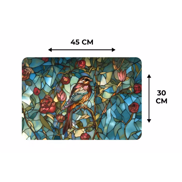 Placemat - 6 stuks - Vogel - Tak - Rozen - Mozaïek — 3