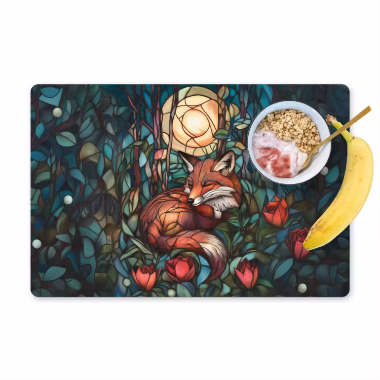Placemat - 6 stuks - Vos - Mozaïek - Bos - Maan — 1