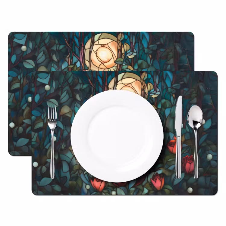 Placemat - 6 stuks - Vos - Mozaïek - Bos - Maan — 2