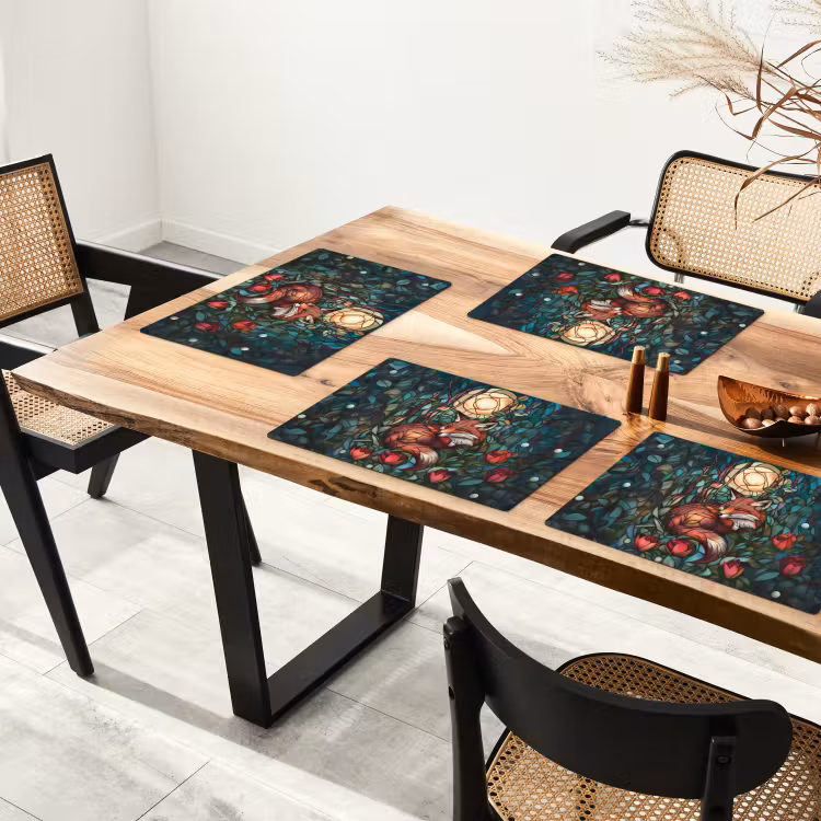 Placemat - 6 stuks - Vos - Mozaïek - Bos - Maan — 5