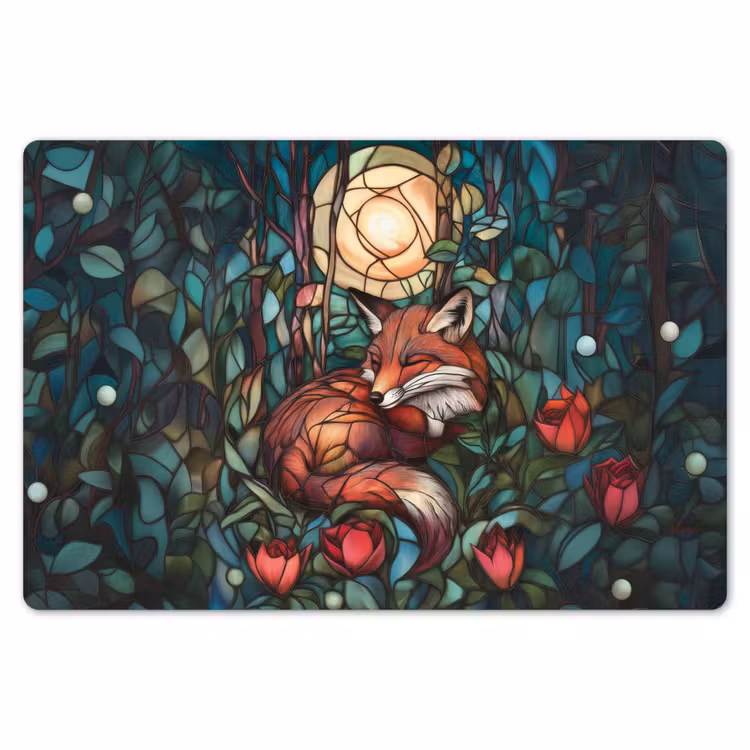 Placemat - 6 stuks - Vos - Mozaïek - Bos - Maan — 7