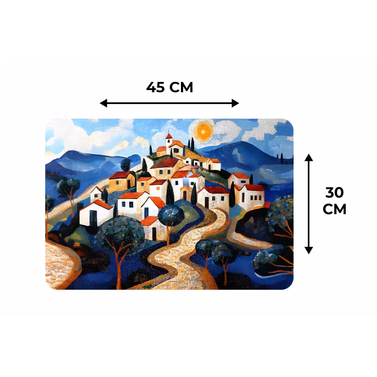 Placemat - 6 stuks - Dorp - Heuvelachtig - Zon - Mozaïek — 3