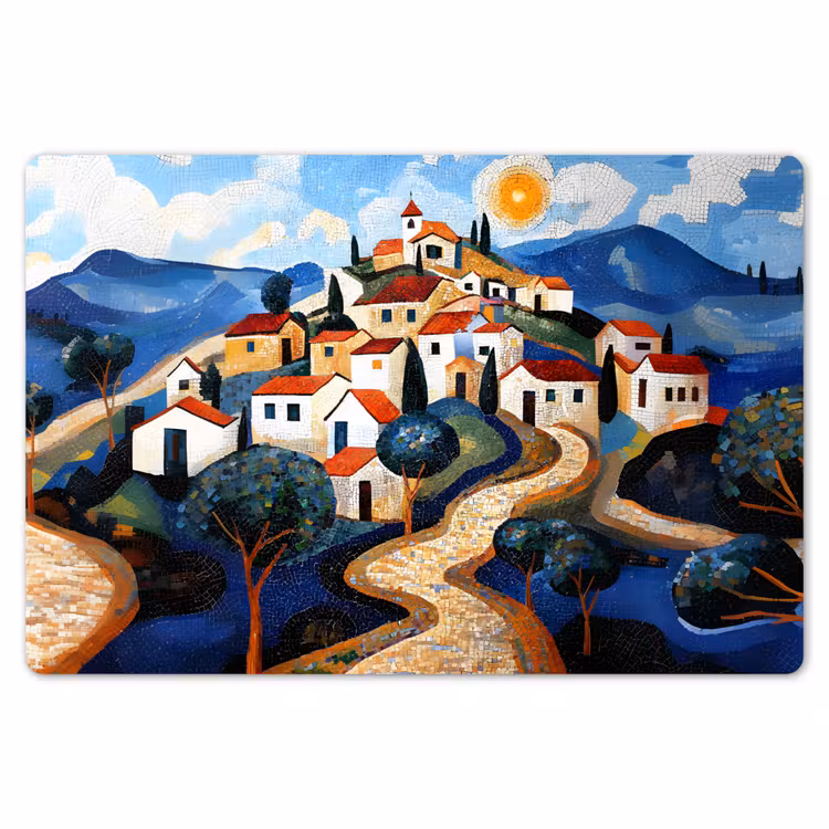 Placemat - 6 stuks - Dorp - Heuvelachtig - Zon - Mozaïek — 7