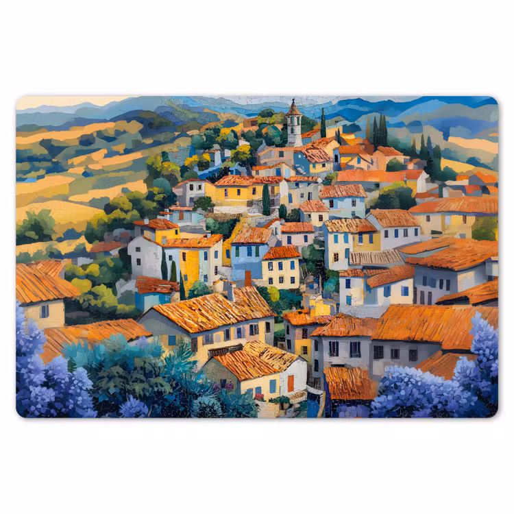 Placemat - 6 stuks - Dorp - Heuvels - Landschap - Bomen — 7