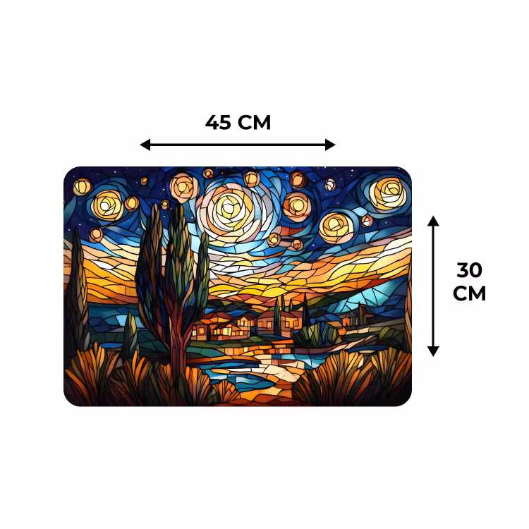 Placemat - 6 stuks - Hemel - Sterren - Mozaïek - Huizen — 3