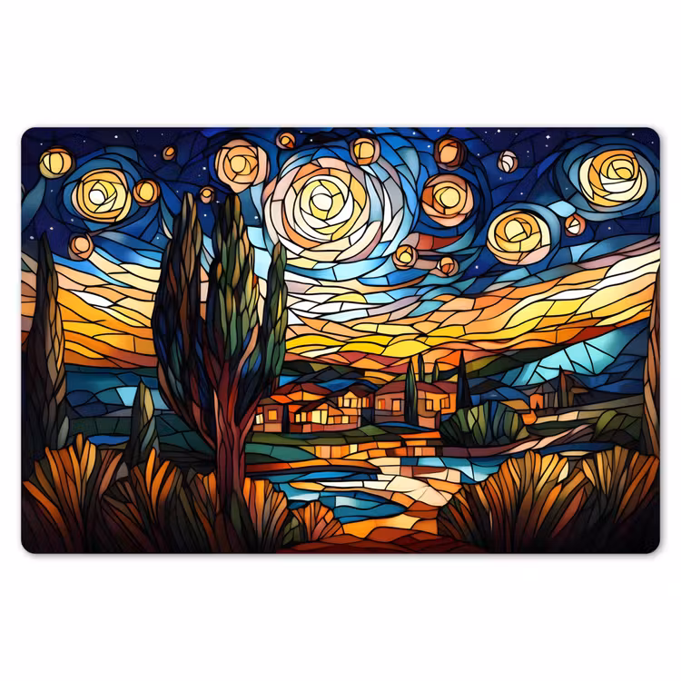 Placemat - 6 stuks - Hemel - Sterren - Mozaïek - Huizen — 7