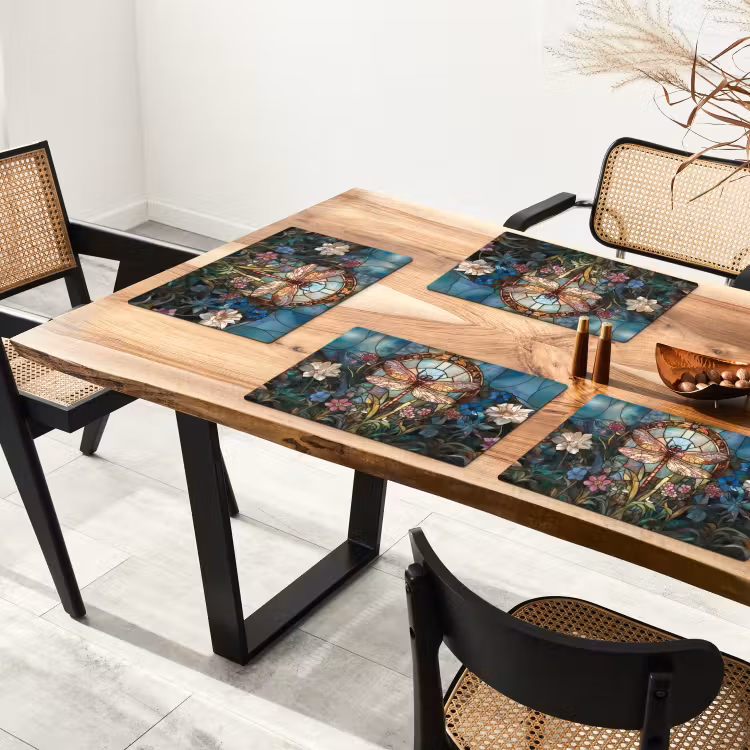 Placemat - 6 stuks - Libelle - Mozaïek - Bloemen - Kleurrijk — 5