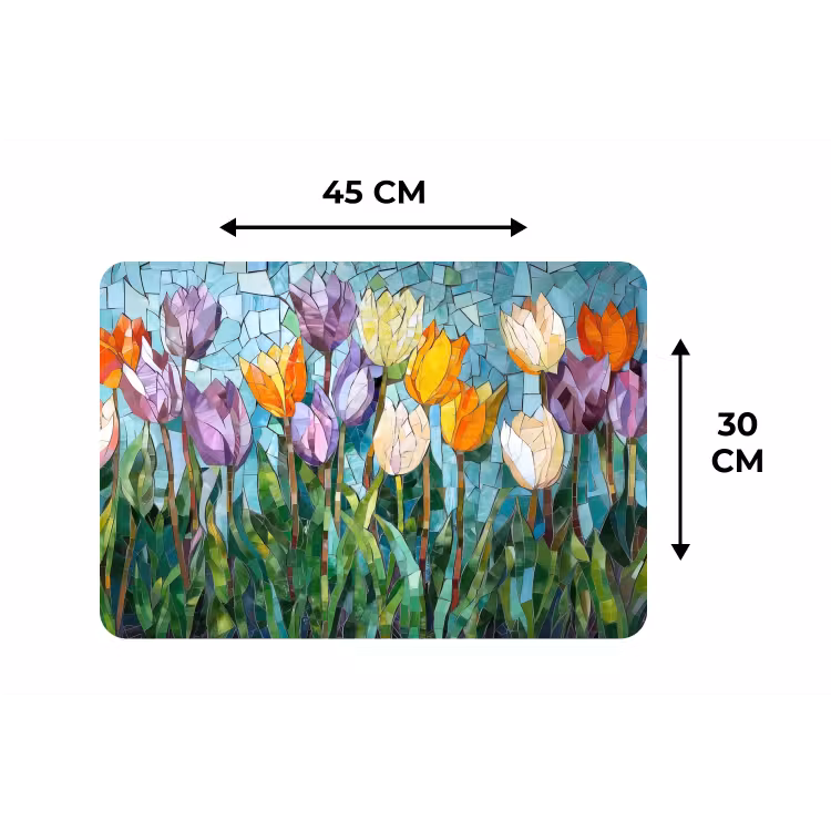 Placemat - 6 stuks - Mozaïek - Veld - Tulpen - Kleurrijk — 3