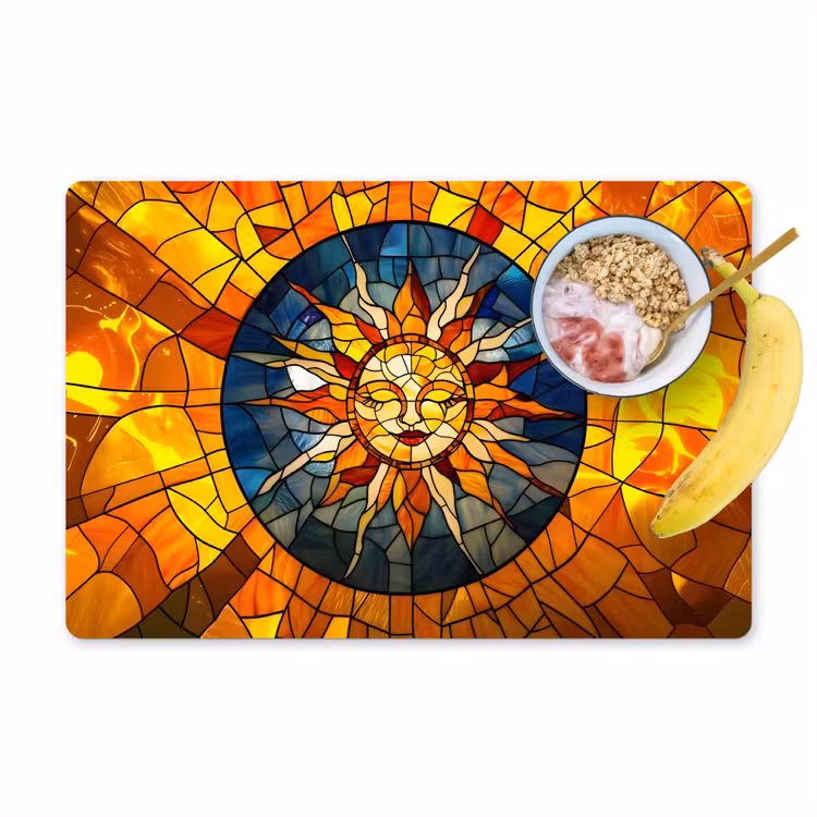 Placemat - 6 stuks - Mozaïek - Zon - Geel - Cirkel — 1