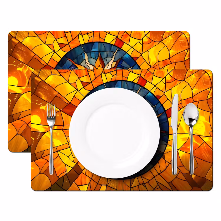 Placemat - 6 stuks - Mozaïek - Zon - Geel - Cirkel — 2