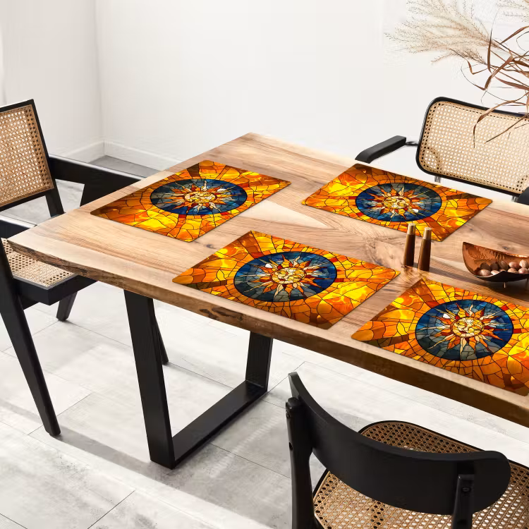 Placemat - 6 stuks - Mozaïek - Zon - Geel - Cirkel — 5