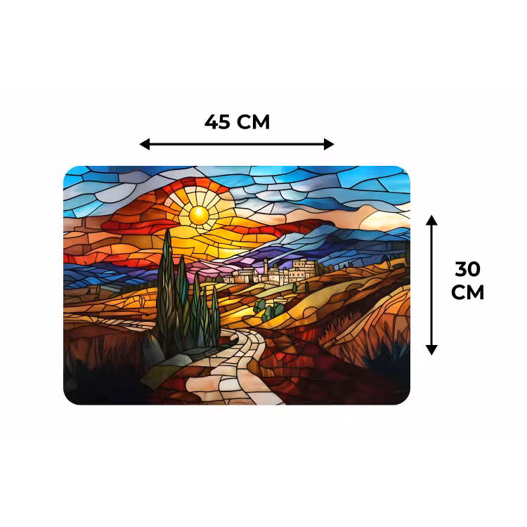 Placemat - 6 stuks - Mozaïek - Zon - Landschap - Dorp — 3