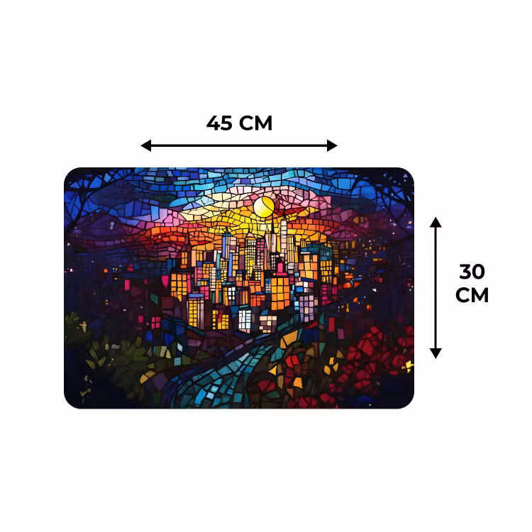 Placemat - 6 stuks - Stad - Maan - Mozaïek - Kleurrijk — 3