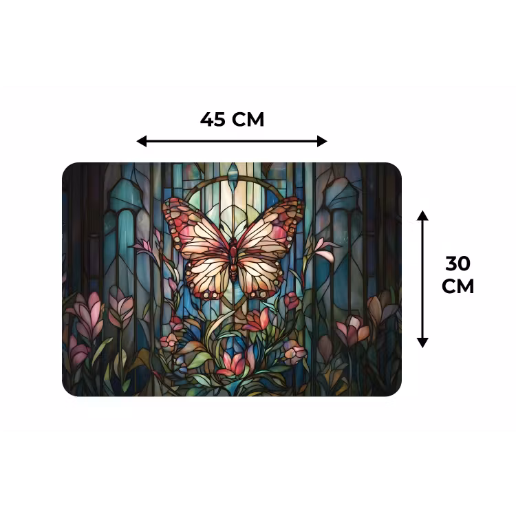 Placemat - 6 stuks - Vlinder - Roze - Bloemen - Bladeren — 3