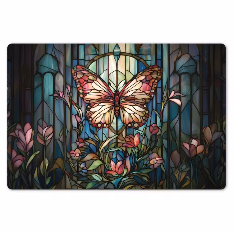 Placemat - 6 stuks - Vlinder - Roze - Bloemen - Bladeren — 7