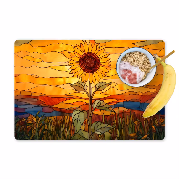 Placemat - 6 stuks - Zonnebloem - Mozaïek - Zonsondergang - Geel — 1
