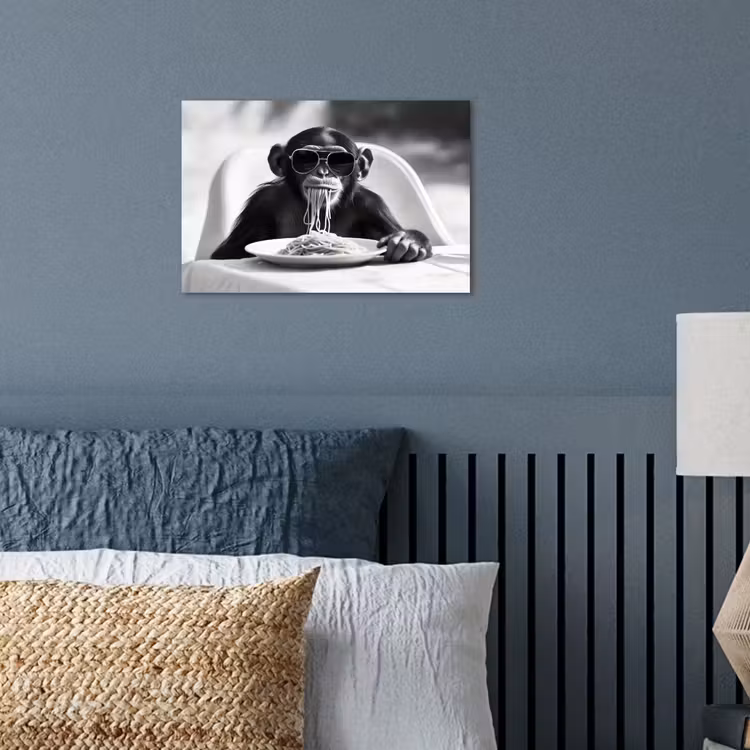 Poster - Aap - Spaghetti - Zonnebril - Zwart wit - Cool - Dier — 3