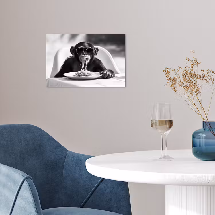Poster - Aap - Spaghetti - Zonnebril - Zwart wit - Cool - Dier — 4
