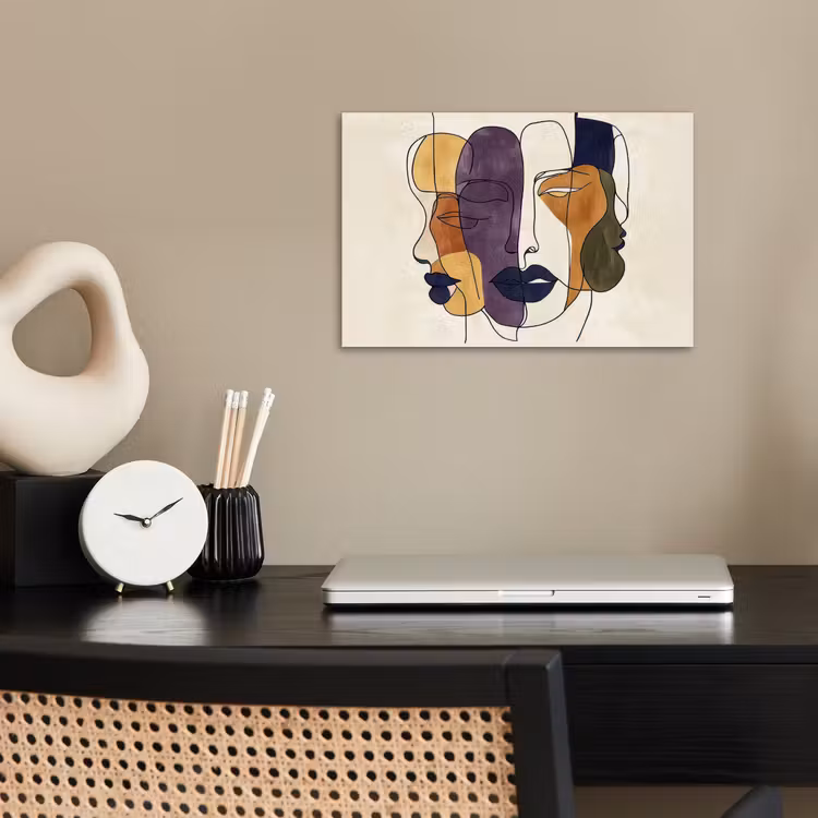 Poster - Abstract - Overlappende gezichten - Paars - Donkergroen — 2