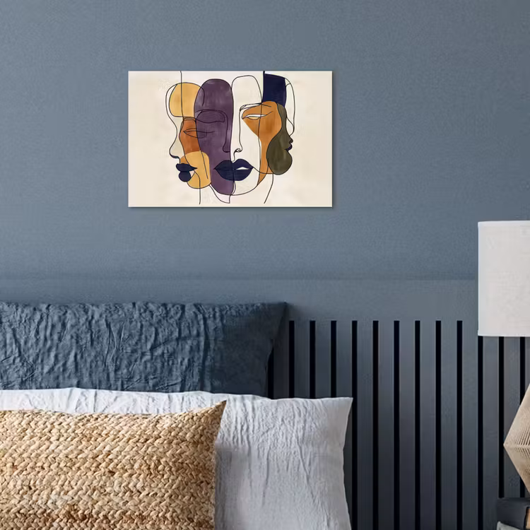 Poster - Abstract - Overlappende gezichten - Paars - Donkergroen — 3