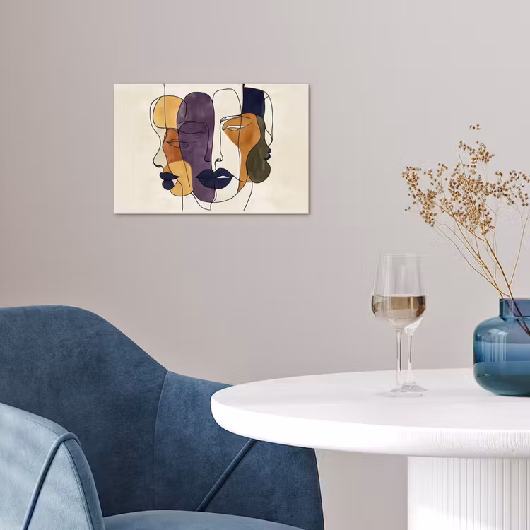 Poster - Abstract - Overlappende gezichten - Paars - Donkergroen — 4