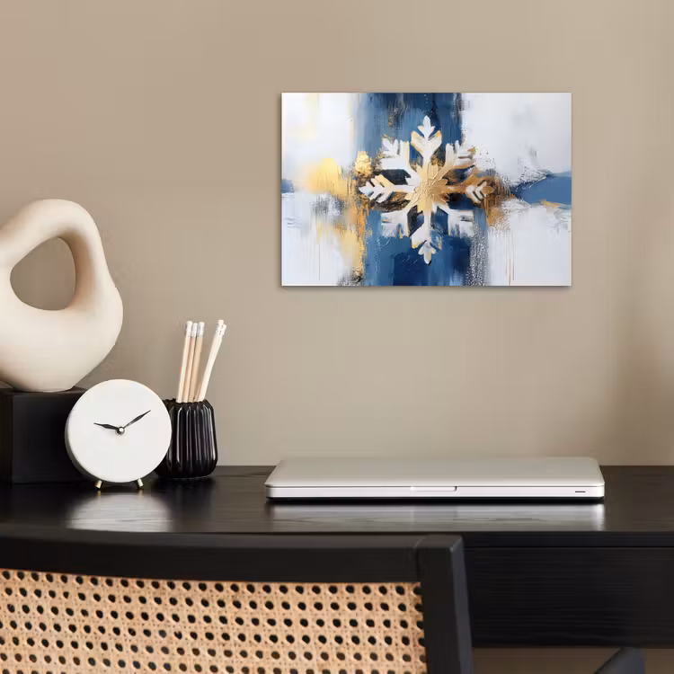 Poster - Abstract - Winter - Sneeuwvlok - Sneeuw - Goud — 2