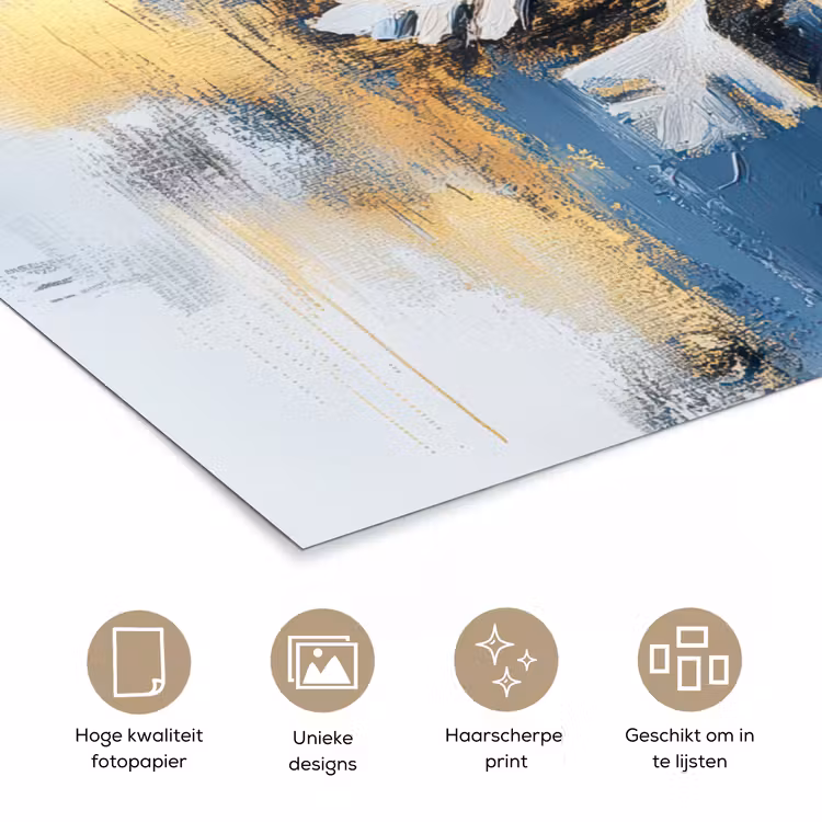 Poster - Abstract - Winter - Sneeuwvlok - Sneeuw - Goud — 5