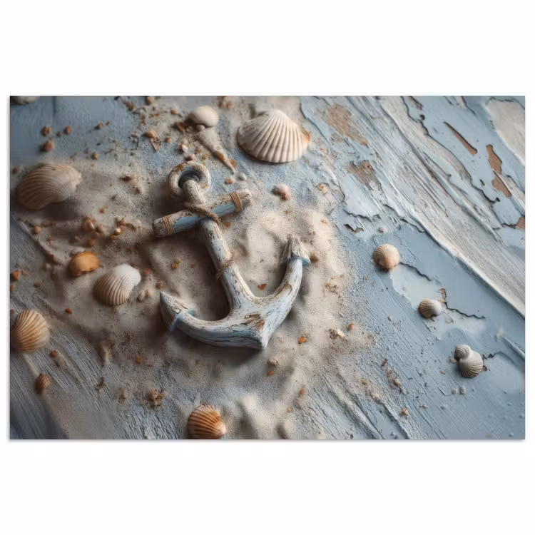 Poster - Anker - Hout - Schelpen - Zand — 1