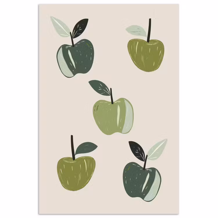 Poster - Appels - Groen - Illustratie - Bladeren — 1