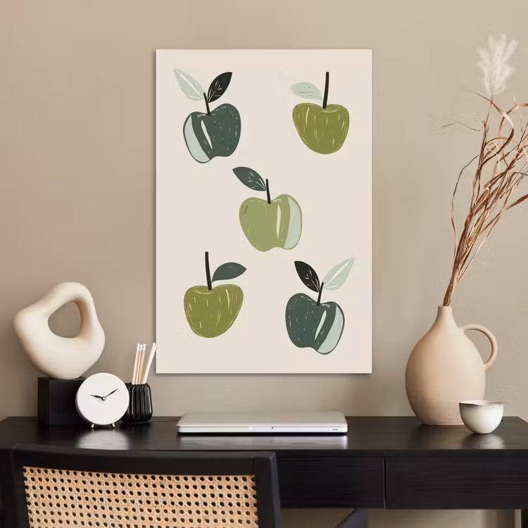Poster - Appels - Groen - Illustratie - Bladeren — 2