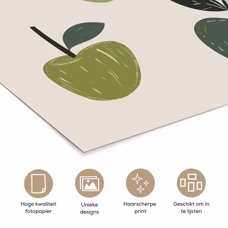 Poster - Appels - Groen - Illustratie - Bladeren — 5