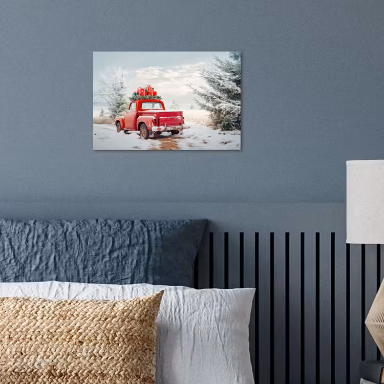 Poster - Auto - Rood - Cadeaus - Winter - Sneeuw - Kerst — 3