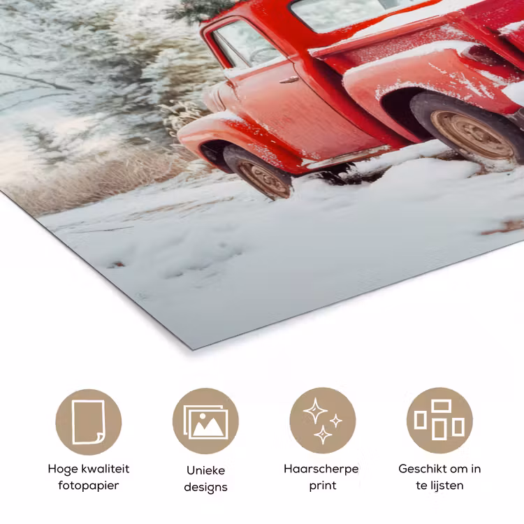 Poster - Auto - Rood - Cadeaus - Winter - Sneeuw - Kerst — 5