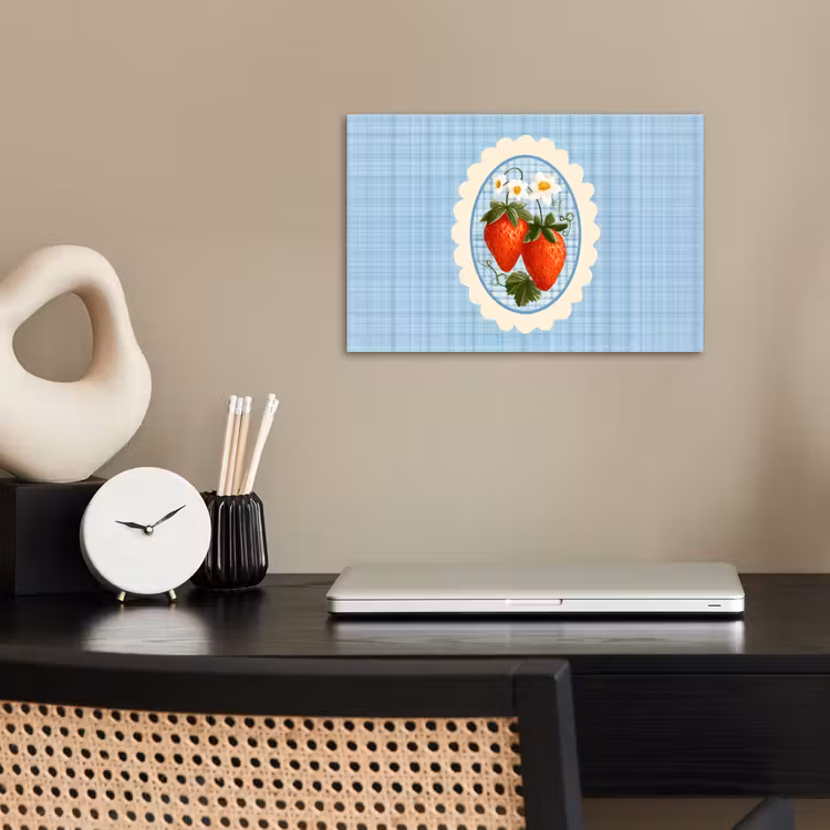Poster - Aardbeien - Lijst - Rood - Geruit — 2