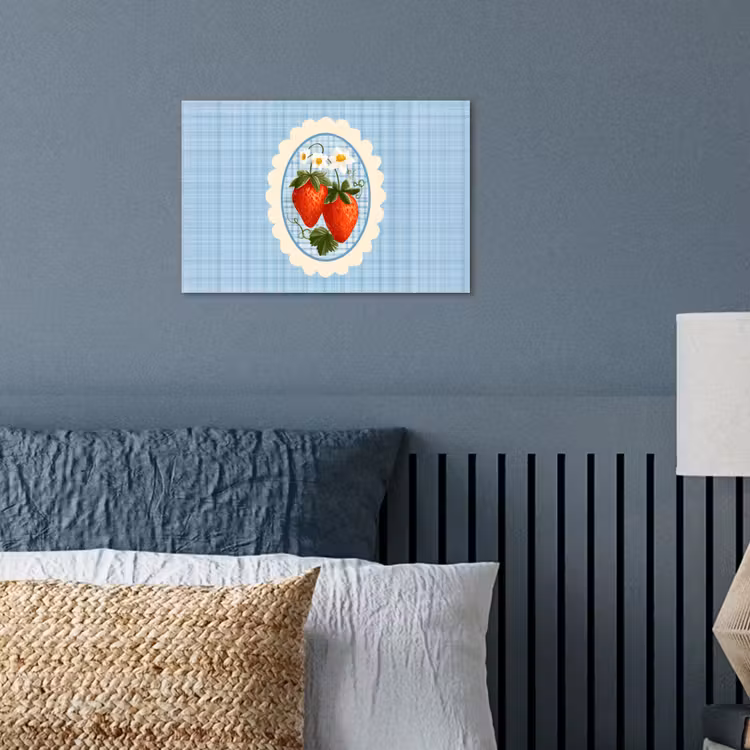 Poster - Aardbeien - Lijst - Rood - Geruit — 3