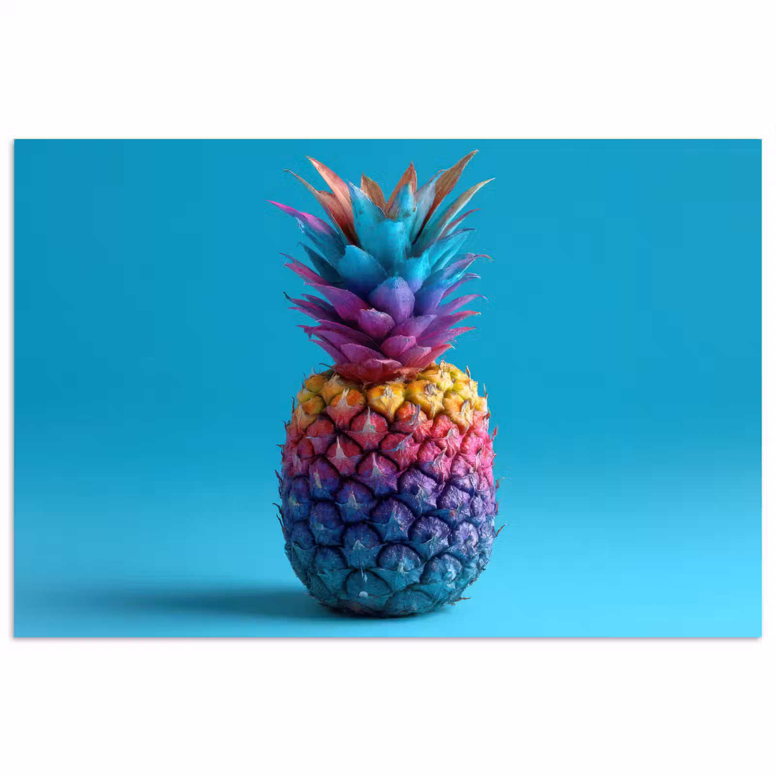 Poster - Ananas - Regenboog - Blauw - Popart — 1