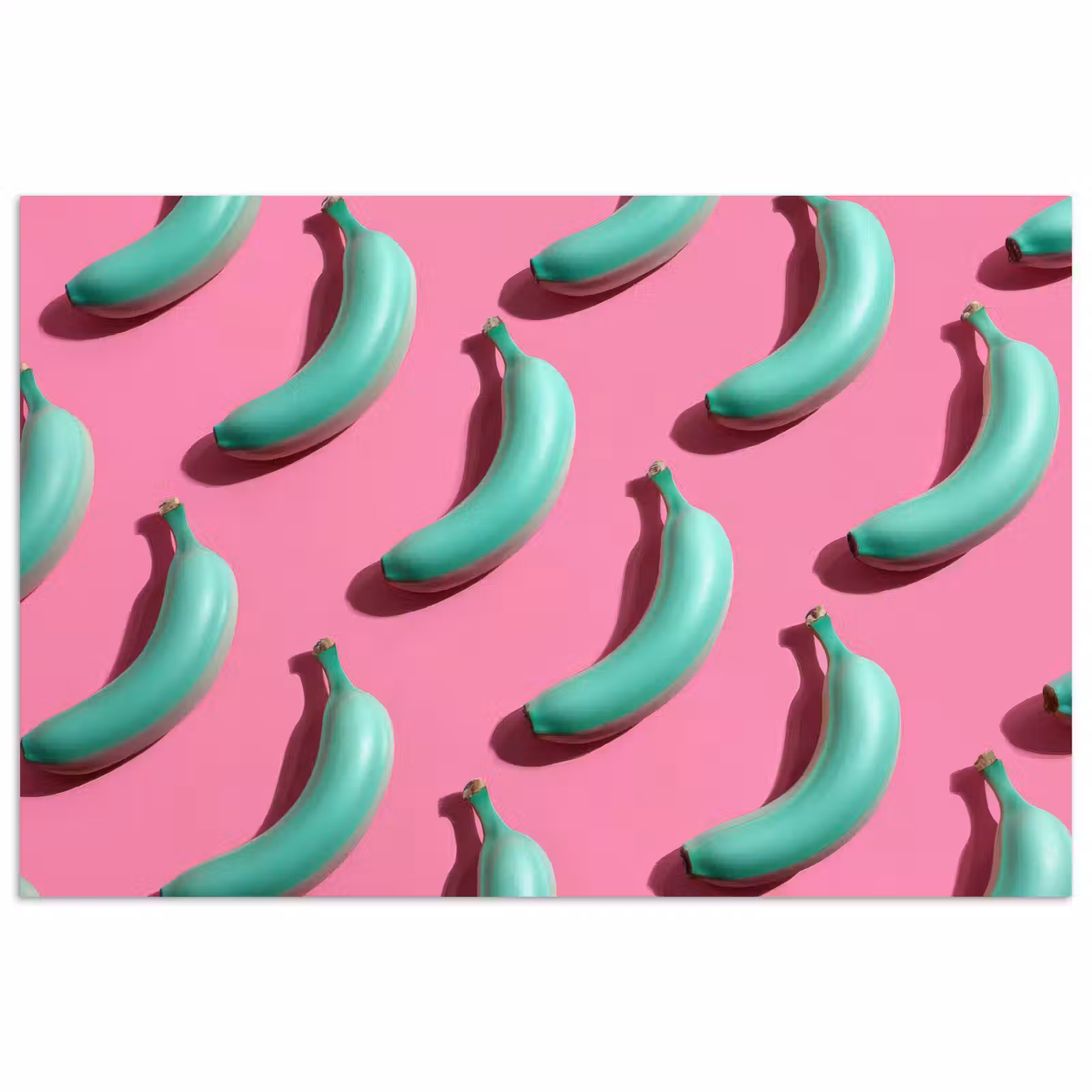 Poster - Bananen - Patroon - Blauw - Roze — 1