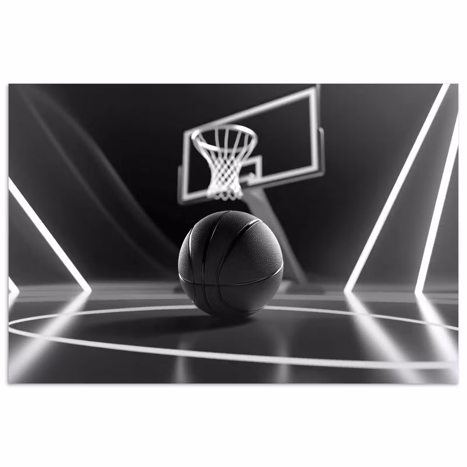 Poster - Basketbal - Basketbalveld - Lichtlijnen — 1