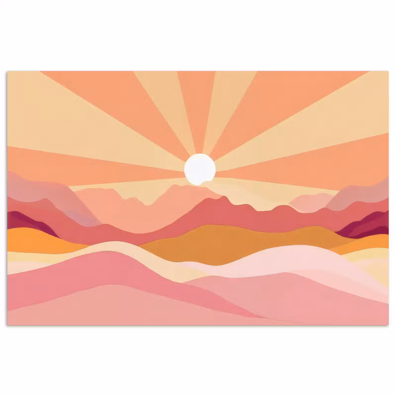 Poster - Bergen - Abstract - Zonnestralen - Roze — 1