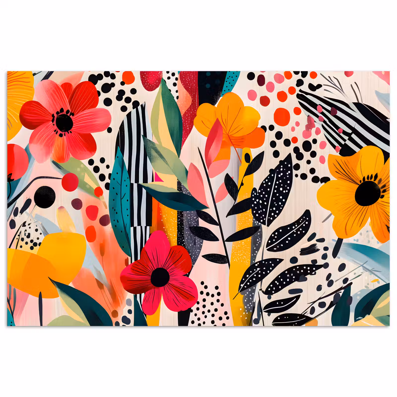 Poster - Bloemen - Bladeren - Abstract - Kleurrijk — 1