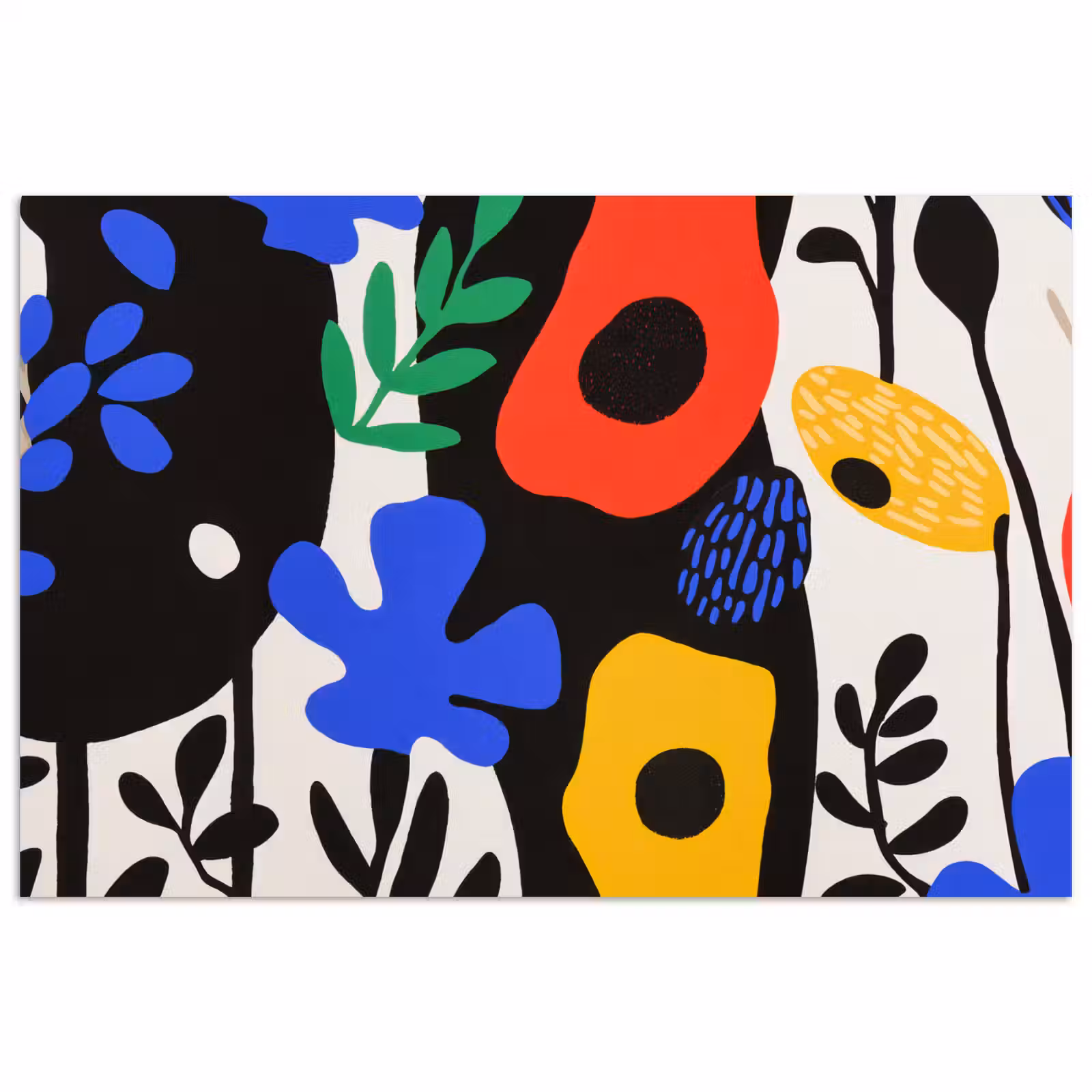 Poster - Bloemen - Bladeren - Abstract - Zwart — 1
