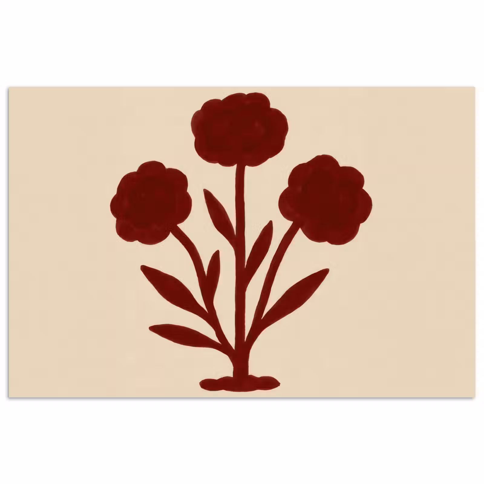 Poster - Bloemen - Bladeren - Rood - Minimalistisch — 1