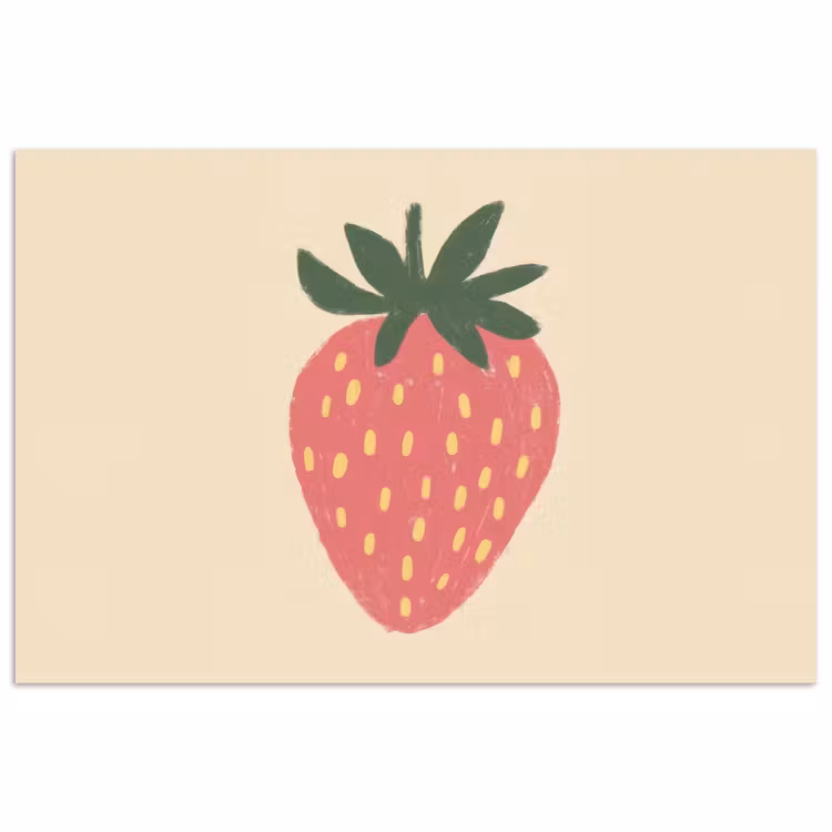 Poster - Aardbei - Minimalistisch - Rood - Fruit — 1