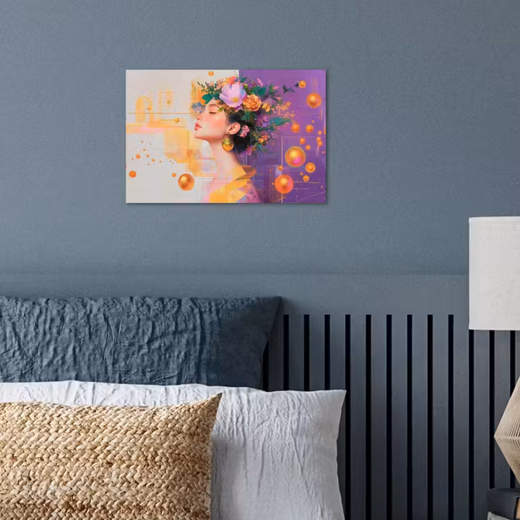 Poster - Abstract - Vrouw - Bloemenkroon - Goud — 3