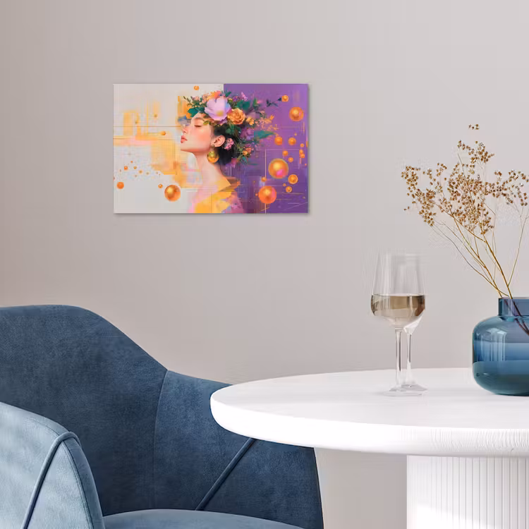 Poster - Abstract - Vrouw - Bloemenkroon - Goud — 4