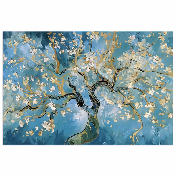 Poster - Amandelbloesem boom - Blauw - Abstract — 1