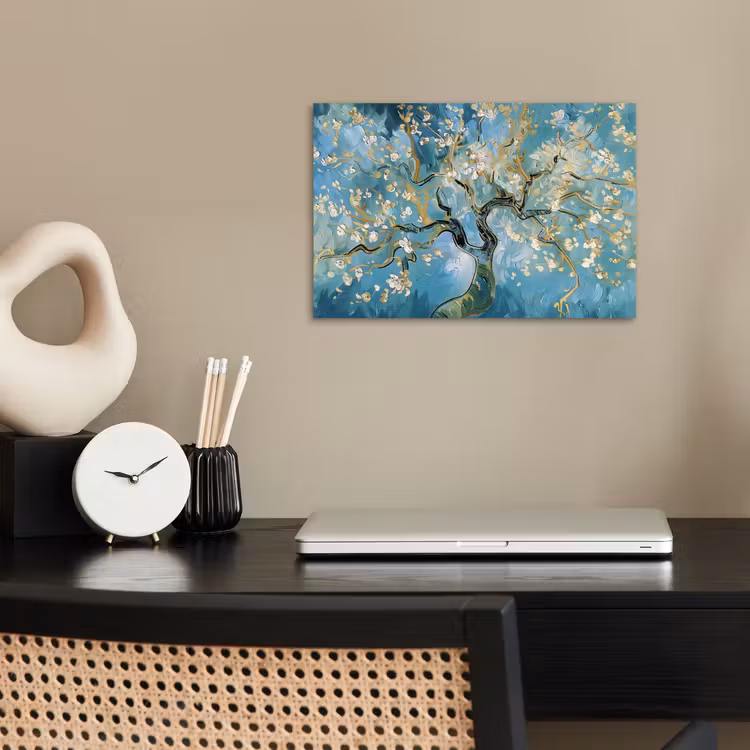 Poster - Amandelbloesem boom - Blauw - Abstract — 2