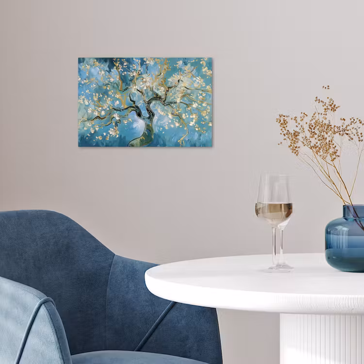 Poster - Amandelbloesem boom - Blauw - Abstract — 4
