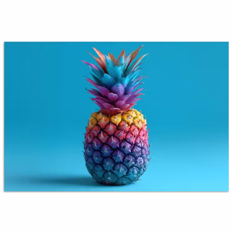 Poster - Ananas - Regenboog - Blauw - Popart — 1