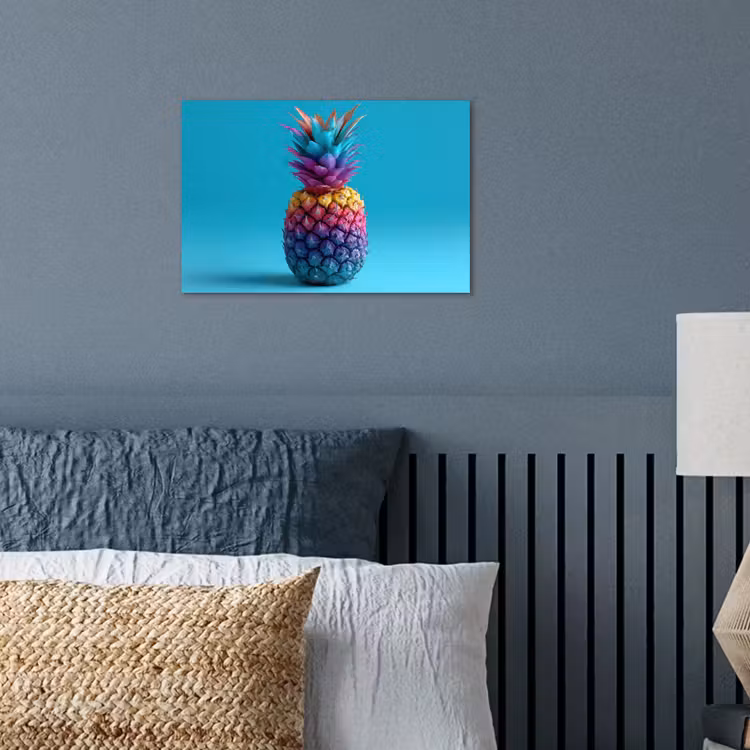 Poster - Ananas - Regenboog - Blauw - Popart — 3